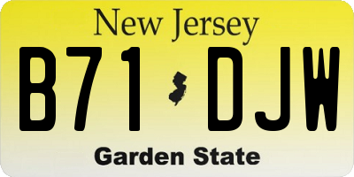 NJ license plate B71DJW