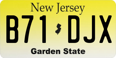 NJ license plate B71DJX