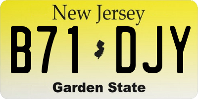 NJ license plate B71DJY