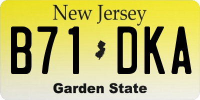 NJ license plate B71DKA