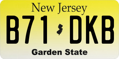 NJ license plate B71DKB
