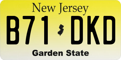 NJ license plate B71DKD