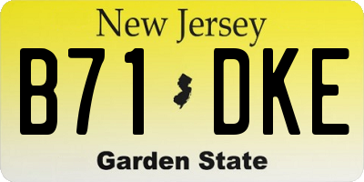 NJ license plate B71DKE