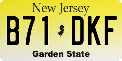 NJ license plate B71DKF