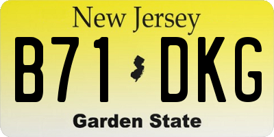 NJ license plate B71DKG