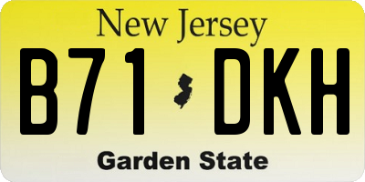 NJ license plate B71DKH