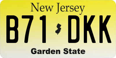 NJ license plate B71DKK