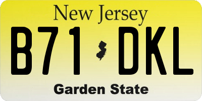 NJ license plate B71DKL