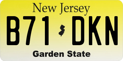 NJ license plate B71DKN