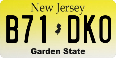 NJ license plate B71DKO