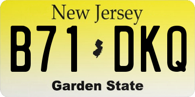 NJ license plate B71DKQ