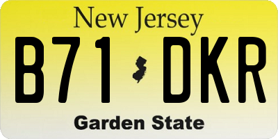 NJ license plate B71DKR
