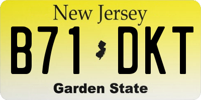 NJ license plate B71DKT