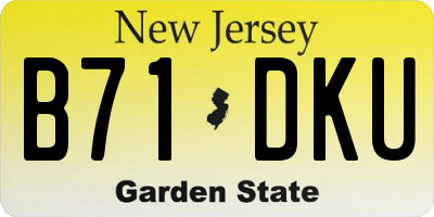 NJ license plate B71DKU