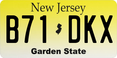 NJ license plate B71DKX
