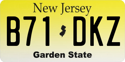 NJ license plate B71DKZ