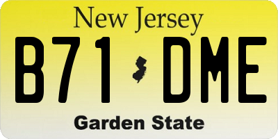 NJ license plate B71DME