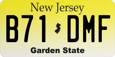 NJ license plate B71DMF