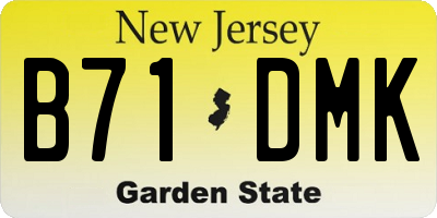 NJ license plate B71DMK