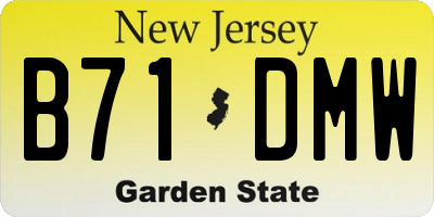 NJ license plate B71DMW