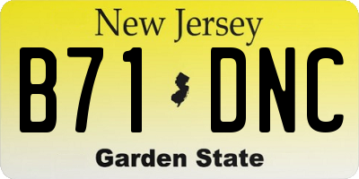 NJ license plate B71DNC