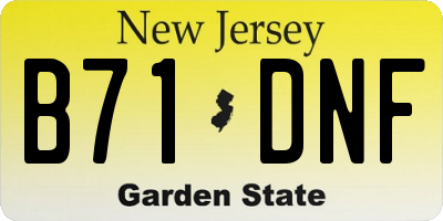 NJ license plate B71DNF