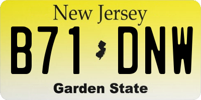NJ license plate B71DNW