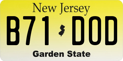 NJ license plate B71DOD