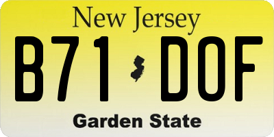 NJ license plate B71DOF