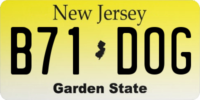 NJ license plate B71DOG