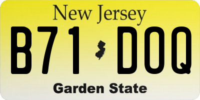NJ license plate B71DOQ