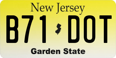 NJ license plate B71DOT