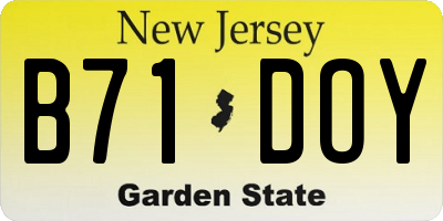 NJ license plate B71DOY