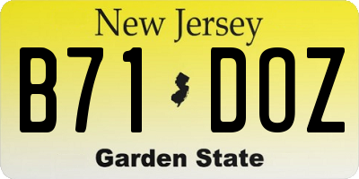 NJ license plate B71DOZ