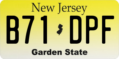 NJ license plate B71DPF