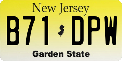 NJ license plate B71DPW