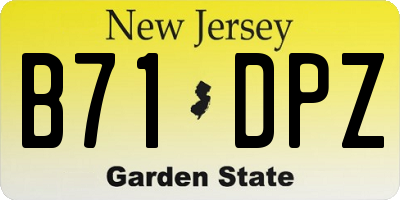 NJ license plate B71DPZ