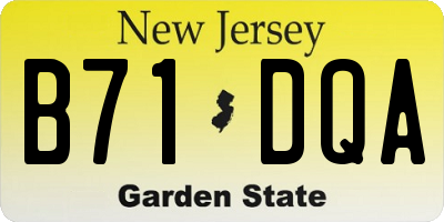 NJ license plate B71DQA