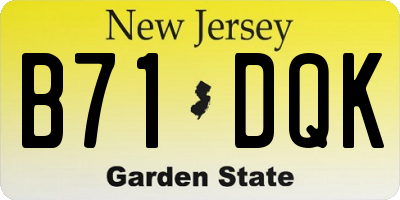 NJ license plate B71DQK