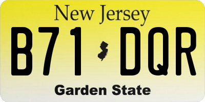 NJ license plate B71DQR