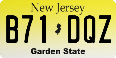 NJ license plate B71DQZ