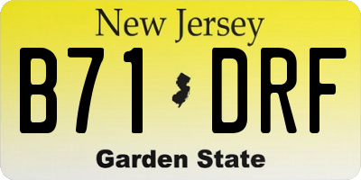 NJ license plate B71DRF