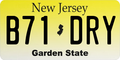 NJ license plate B71DRY