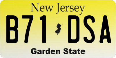 NJ license plate B71DSA
