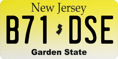 NJ license plate B71DSE