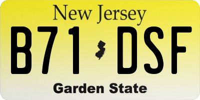 NJ license plate B71DSF