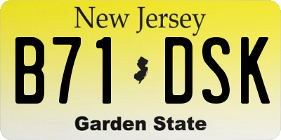 NJ license plate B71DSK