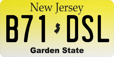NJ license plate B71DSL