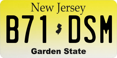 NJ license plate B71DSM