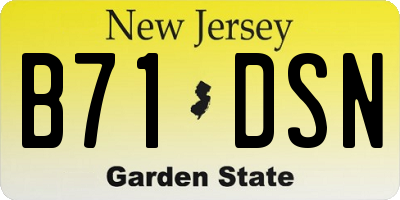 NJ license plate B71DSN